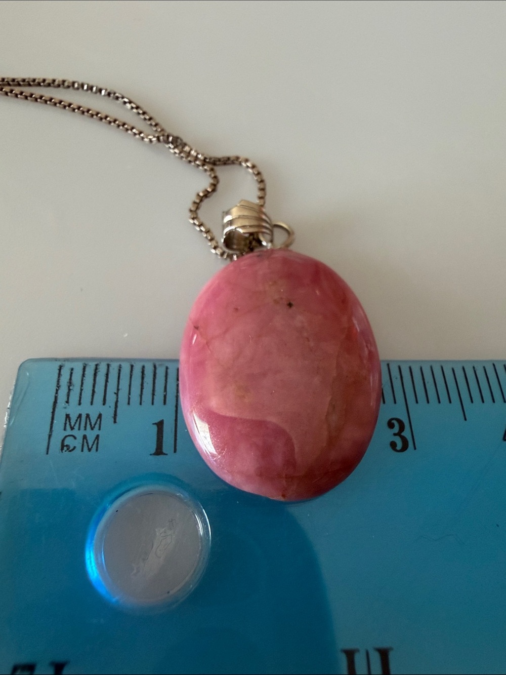 Vintage 925 sterling silver necklace with natural pink gemstone - Picture 8 of 11